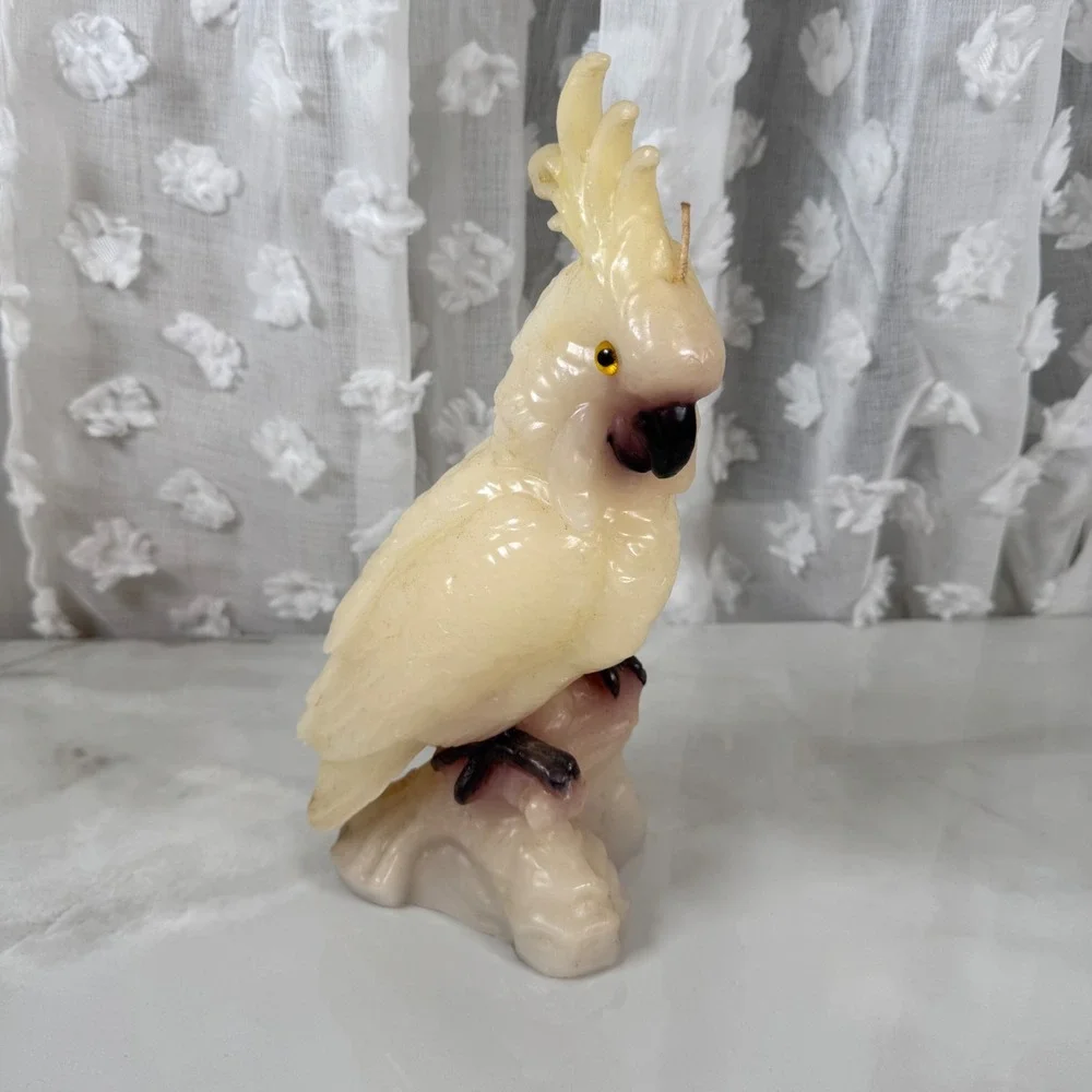 Vintage Cockatoo On Perch Wax Candle‎ Bird Novelty Kitschy